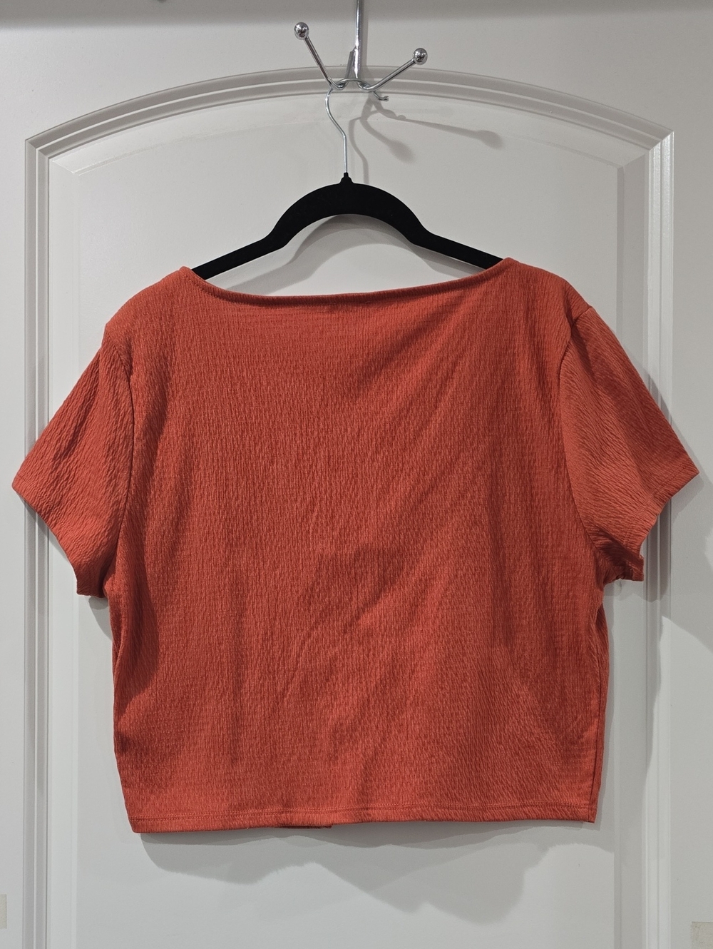 Cotton On Rust Tie-Front Scoop Neck Crop Top, Elevated Basic, Everyday Tee - Picture 7 of 7